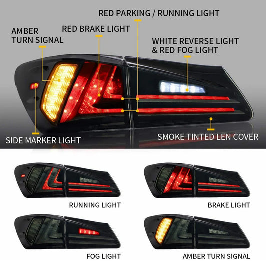 Lexus IS250 / IS350 / ISF 2006–2014 LED Tail Lights 'Red Lens'