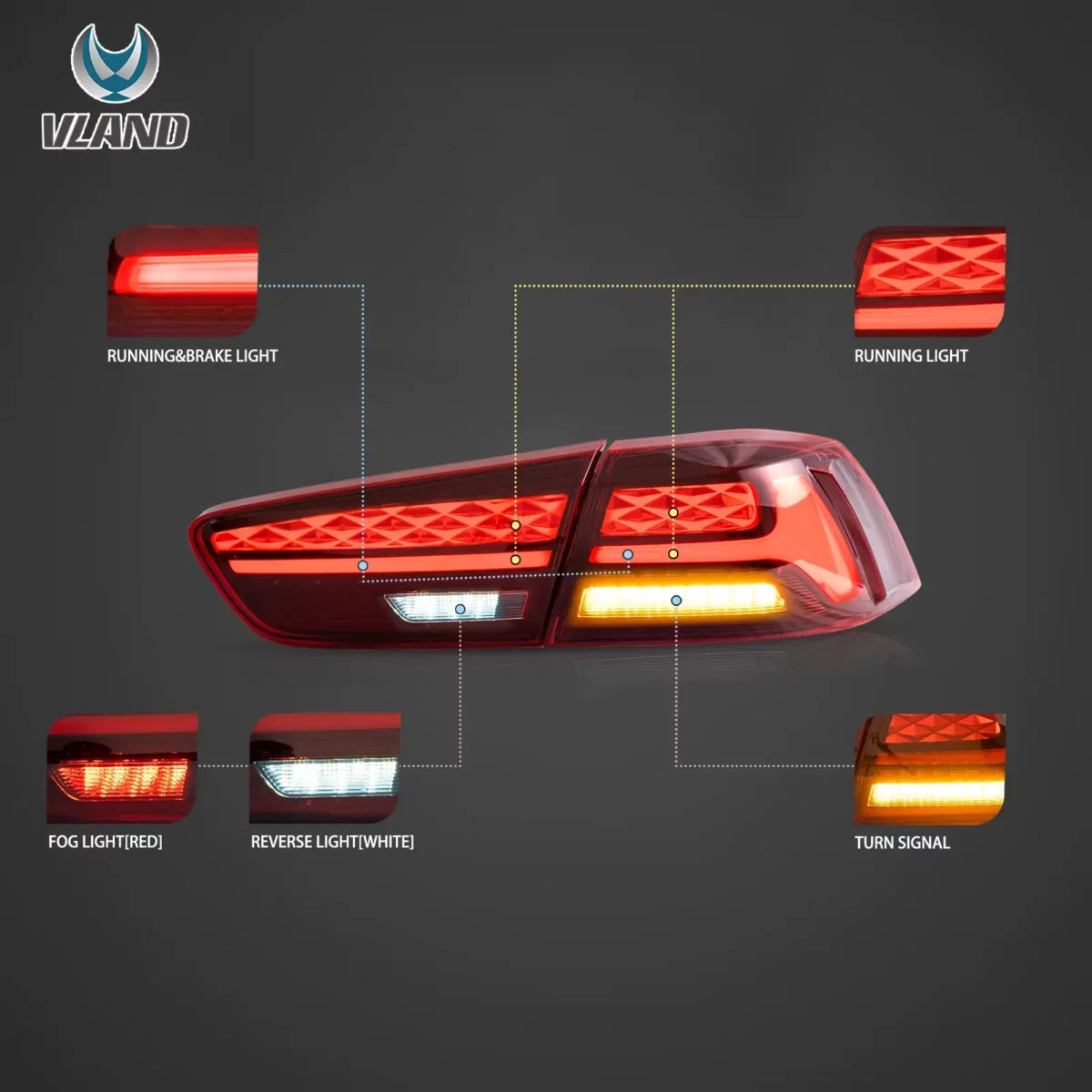 Mitsubishi Lancer / Evo X 2008–2018 LED Tail Lights Smoked Lens