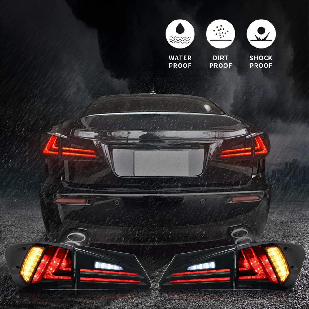 Lexus IS250 / IS350 / ISF 2006–2014 LED Tail Lights Smoked Lens