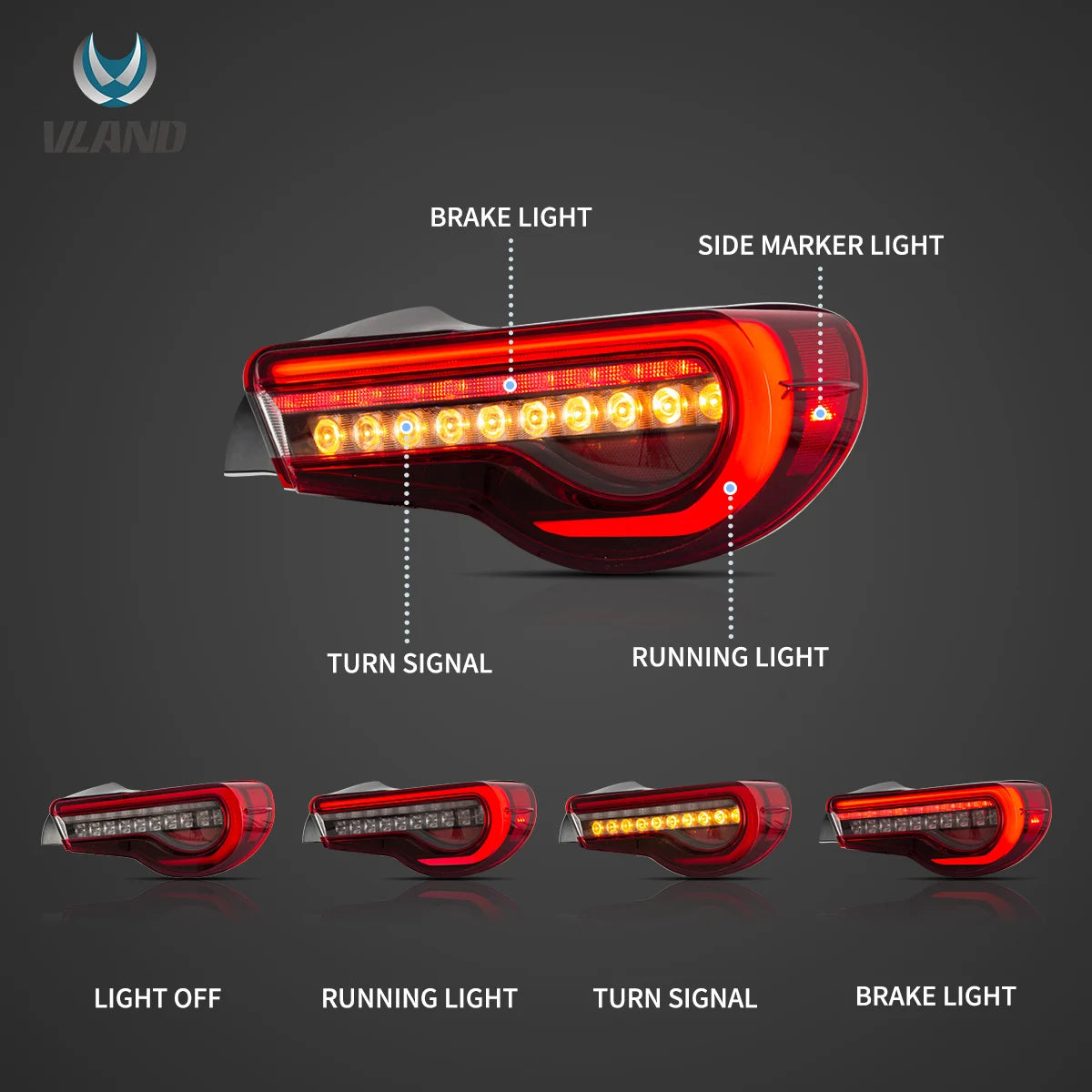 Toyota 86 / GT86 / Subaru BRZ 2012–2020 LED Tail Lights Smoked Lens