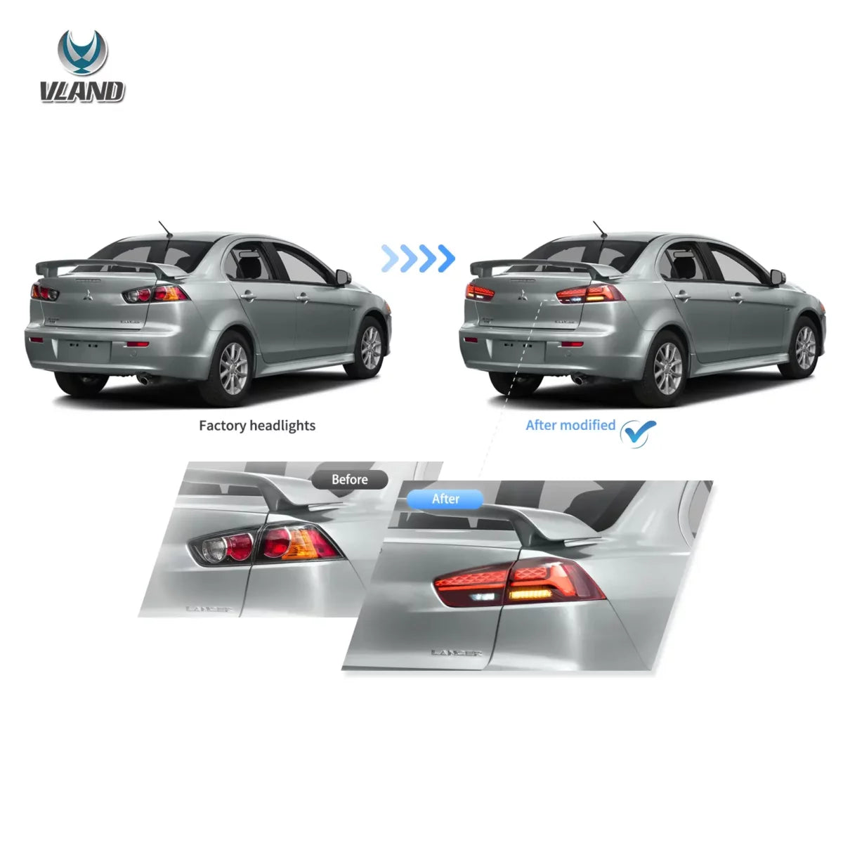 Mitsubishi Lancer / Evo X 2008–2018 LED Tail Lights Smoked Lens