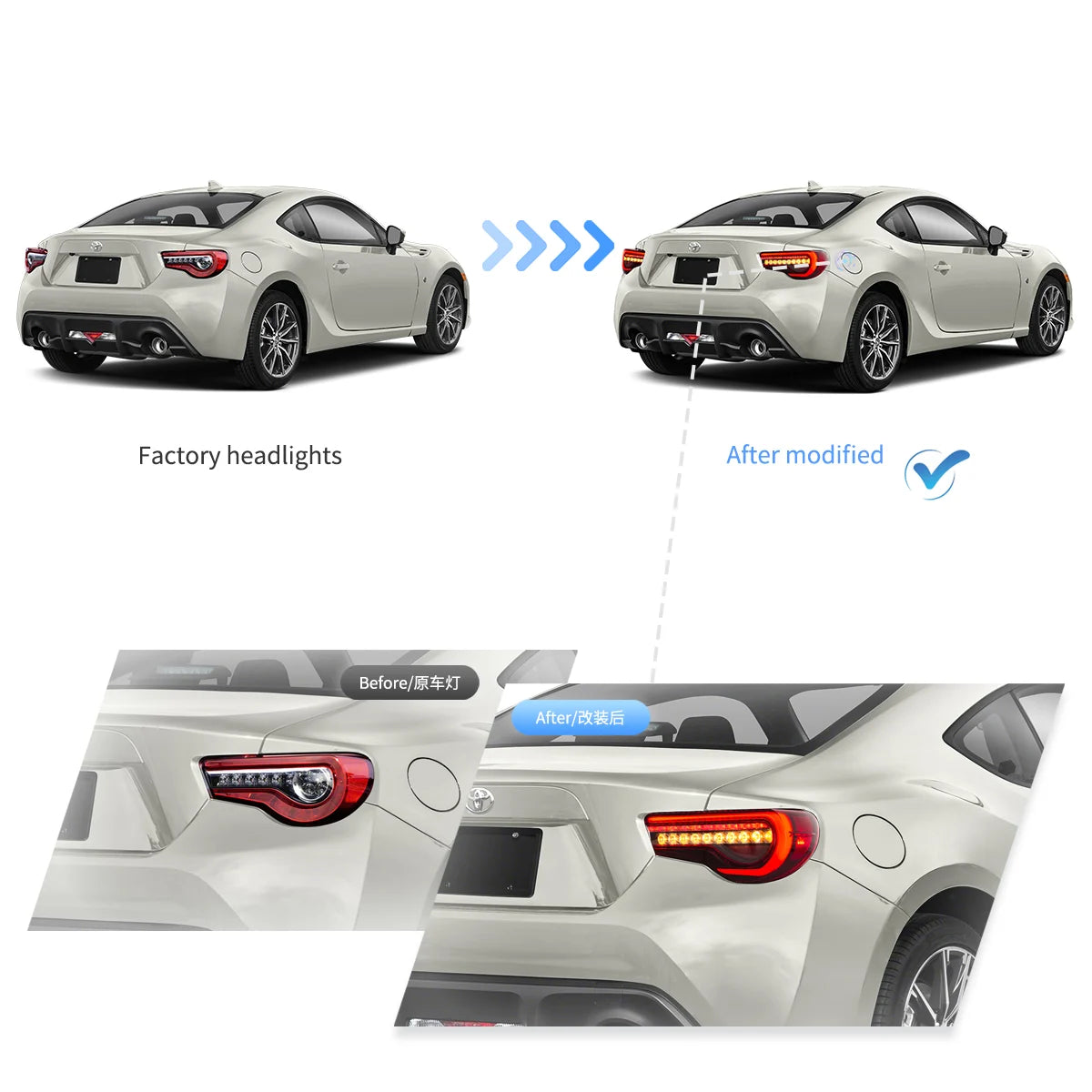 Toyota 86 / GT86 / Subaru BRZ 2012–2020 LED Tail Lights Smoked Lens