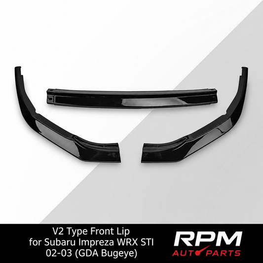 V2 Type Front Lip for Subaru Impreza WRX STI 02-03 (GDA Bugeye) - Gloss Black
