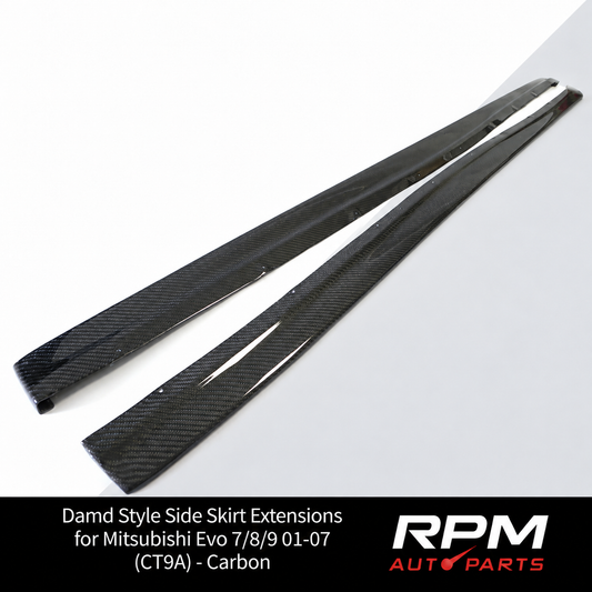 Damd Style Side Skirt Extensions for Mitsubishi Evo 7/8/9 01-07 (CT9A) - Carbon Fibre