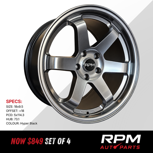 18″ RPM Wheels 18x9.5 +18 5x114.3 | Hyper Black