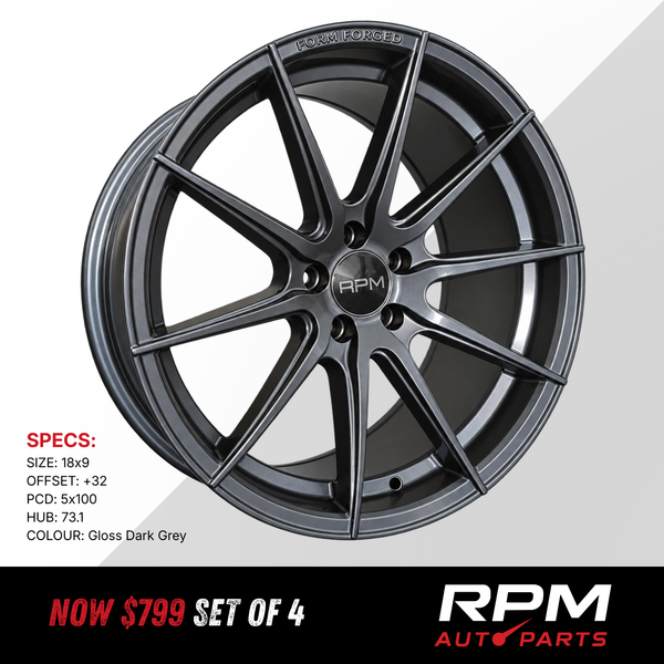 18″ RPM Wheels 18x9 +32 5x100 | Gloss Dark Grey