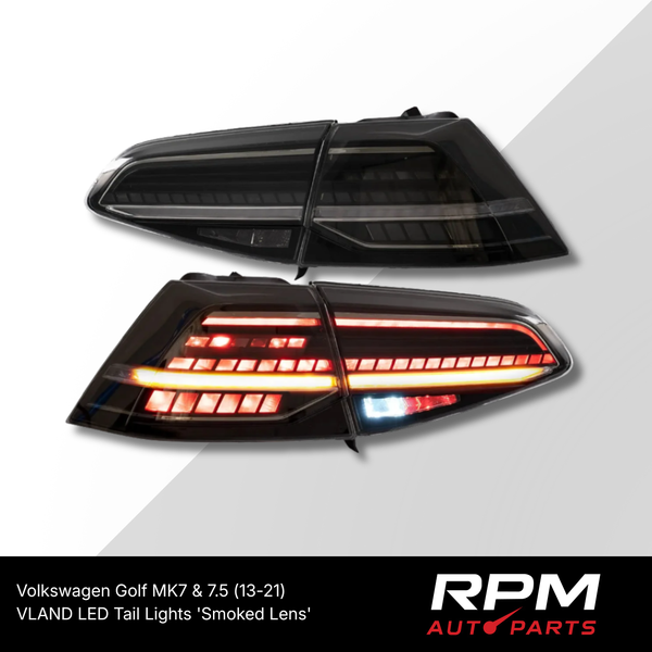 VLAND Volkswagen Golf MK7 / MK7.5 Hatchback 2013–2020 Laser Style LED Tail Lights 'Smoked Lens'