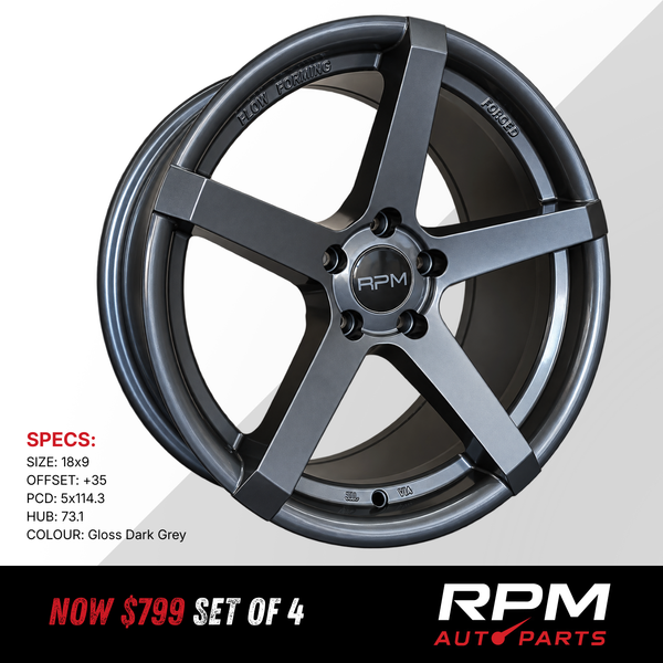 18″ RPM Wheels 18x9 +35 5x114.3 | Gloss Dark Grey