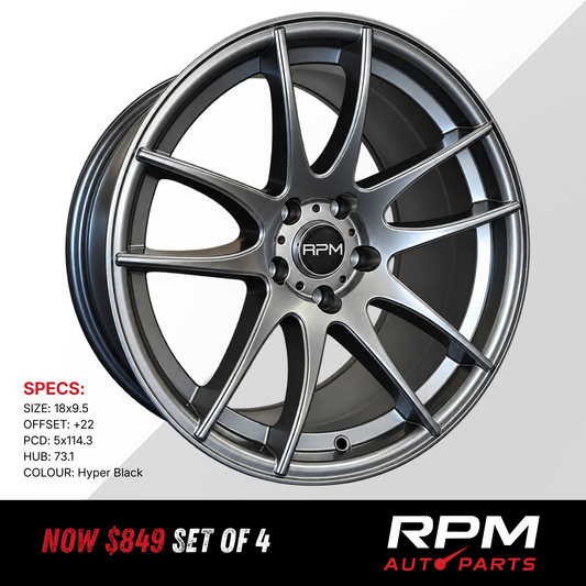 18″ RPM Wheels 18x9.5 +22 5x114.3 | Hyper Black