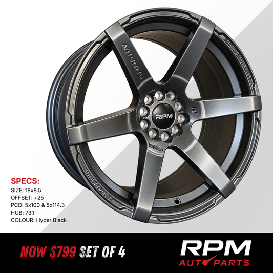 18″ RPM Wheels 18x8.5 +25 5x100/5x114.3 | Hyper Black